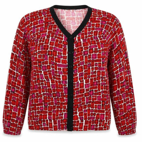 Top Knits Womens Red Geometric  Cardigan Jumper Size S