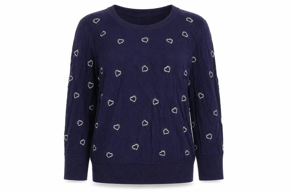 Front view of New Look women’s blue jumper, size UK 8
