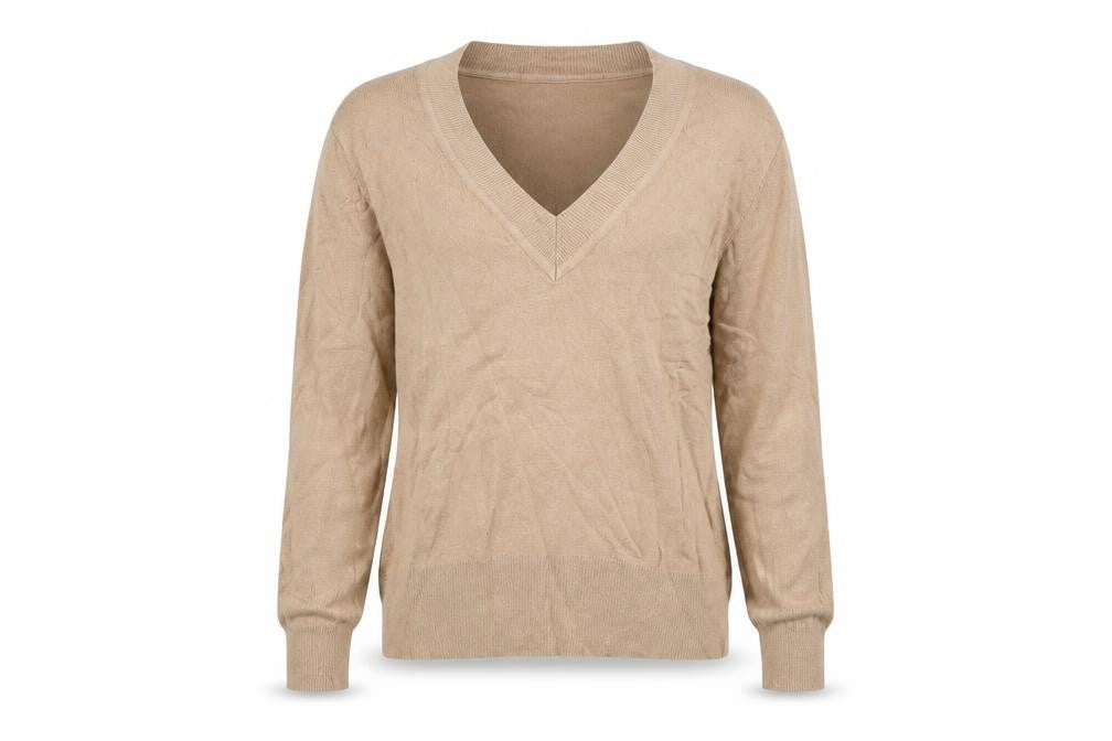 Front view of New Look women’s brown jumper, size UK 12
