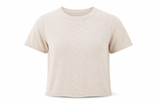 Front view of Afibel women’s beige basic t-shirt, size L