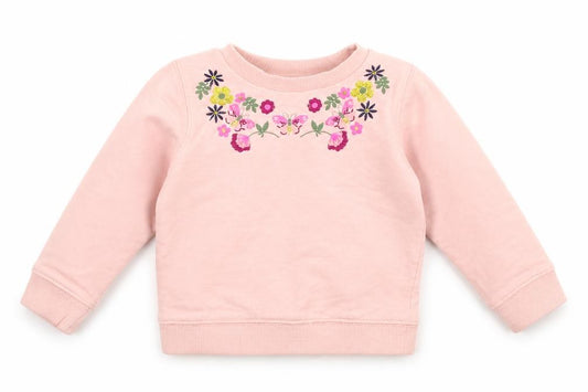 Front view of M&Co girls’ pink jumper, size 3-6, months