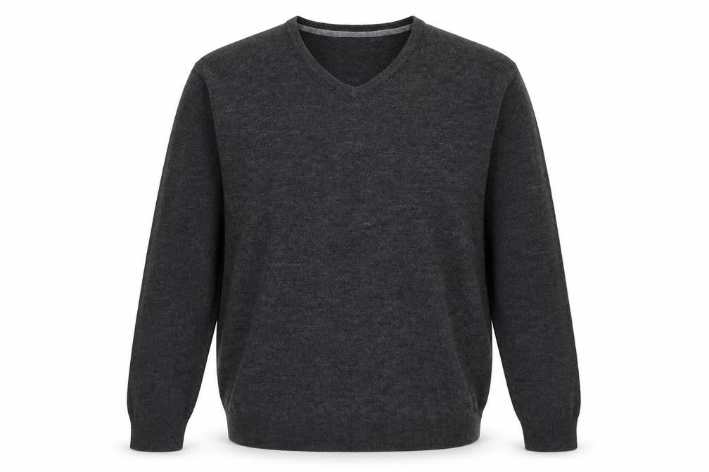 Front view of Easy men’s grey knit jumper, size L