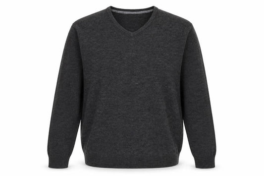 Front view of Easy men’s grey knit jumper, size L