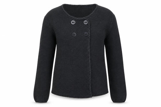 Front view of Back to School girls’ grey knit cardigan jumper, size 14-15, years