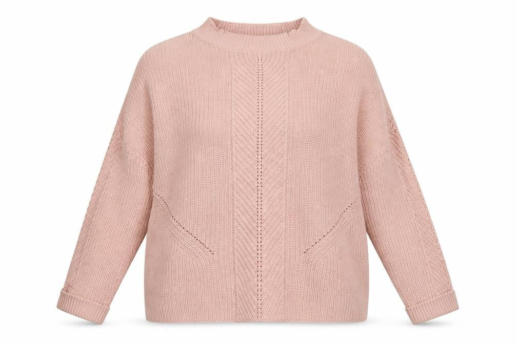 Front view of Topshop women’s pink knit jumper, size UK 6, - oversized