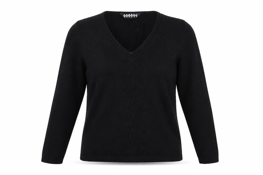 Front view of Impact women’s black knit jumper, size M