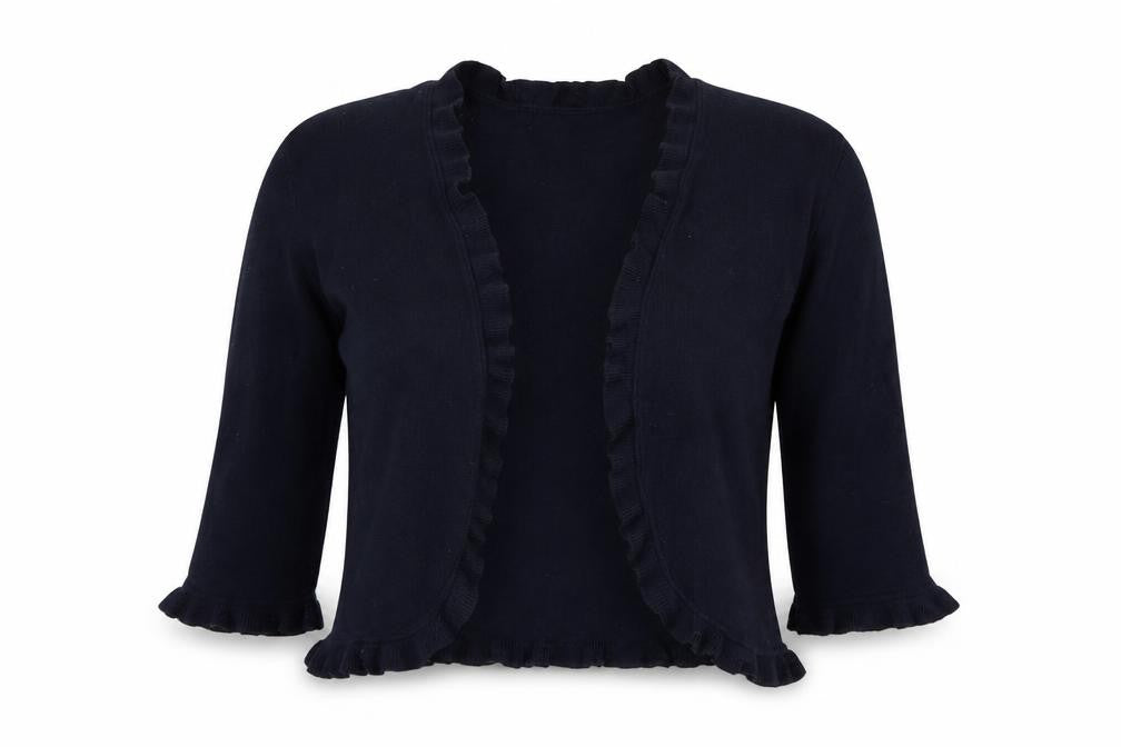 Front view of tiny taylor women’s blue cardigan jumper, size S