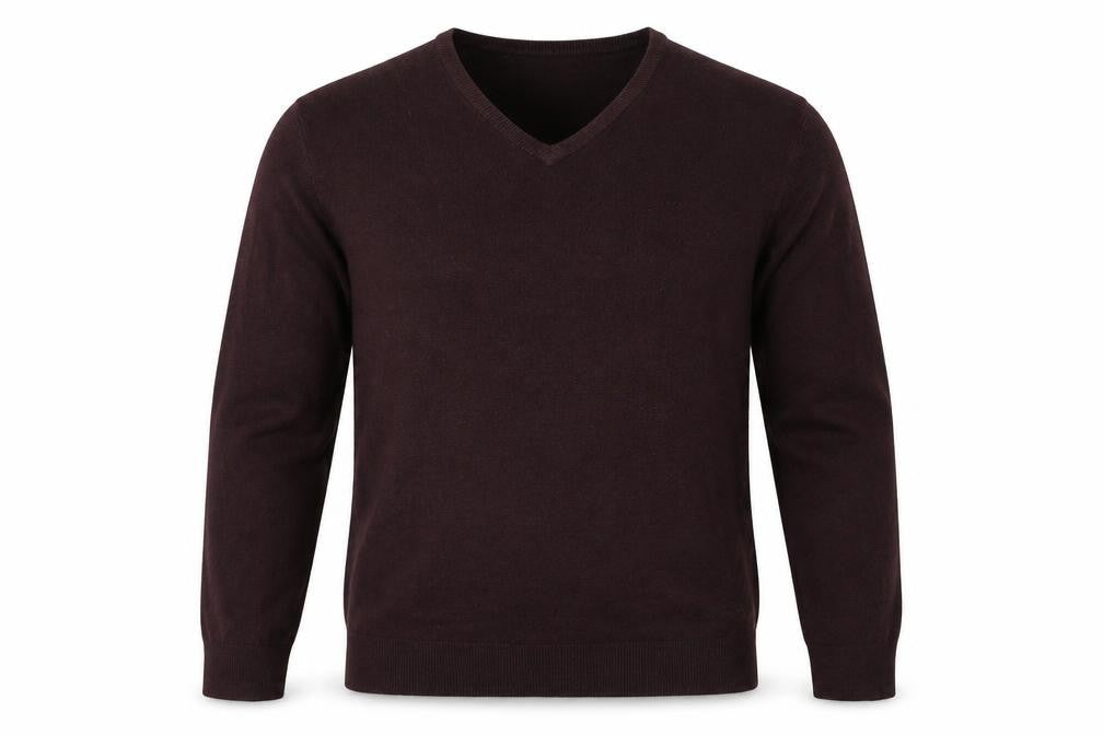 Front view of Marks & Spencer men’s red jumper, size L
