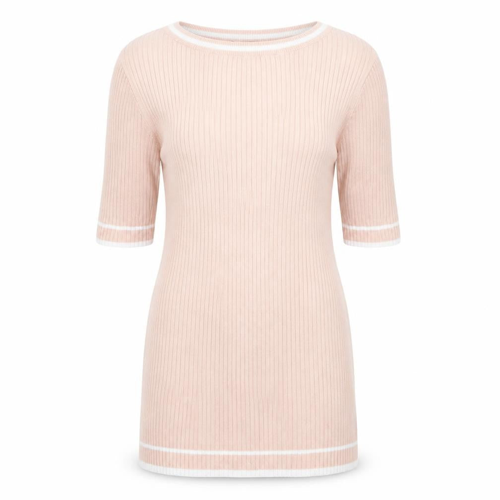 Front view of Debenhams women’s pink tunic jumper, size UK 10