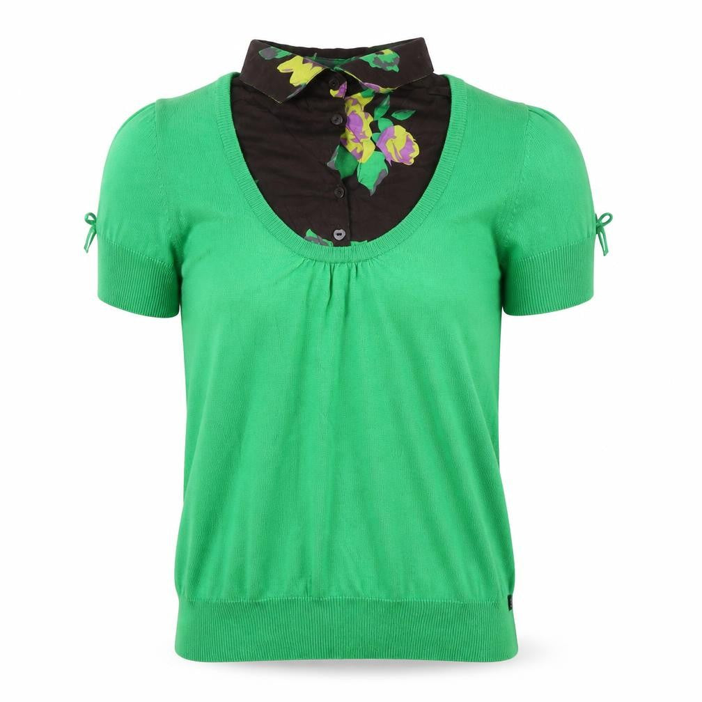 DEPT Womens Green Floral  Henley Jumper Size M