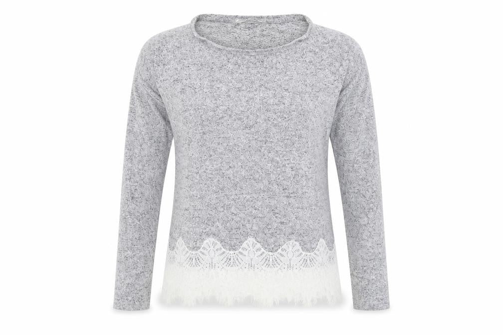 Front view of George women’s grey jumper, size UK 10, - lace
