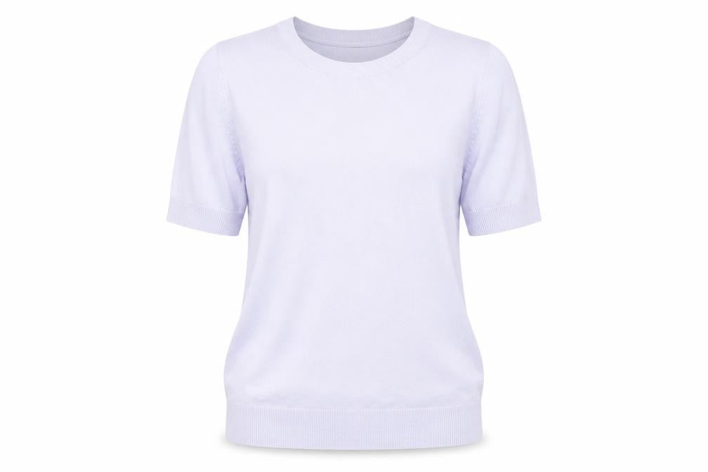 Front view of Classics women’s purple knit jumper, size UK 12