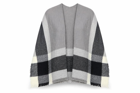 Front view of F&F Grey Check Knit Shawl/Wrap