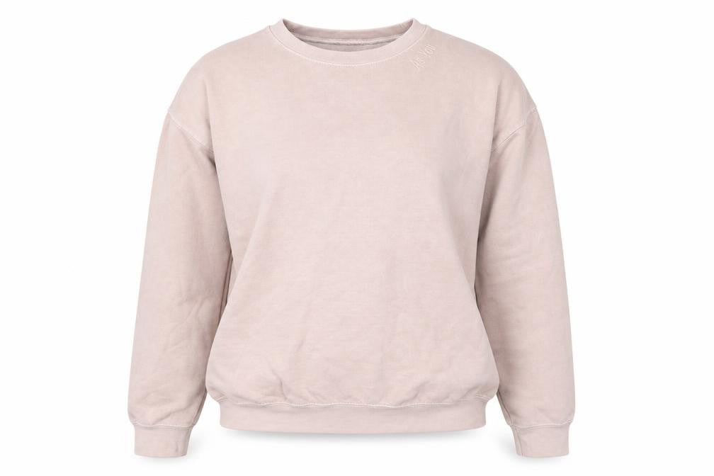 Front view of AsYou women’s pink pullover sweatshirt, size S