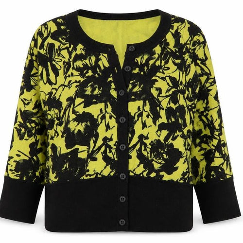 Kenar Womens Black Floral  Cardigan Jumper Size L