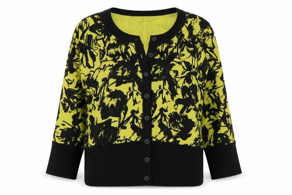 Kenar Womens Black Floral  Cardigan Jumper Size L