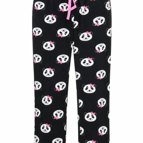 Preworn Womens Black Animal Print Fleece Chemise Pyjama Pants Size L  - Panda