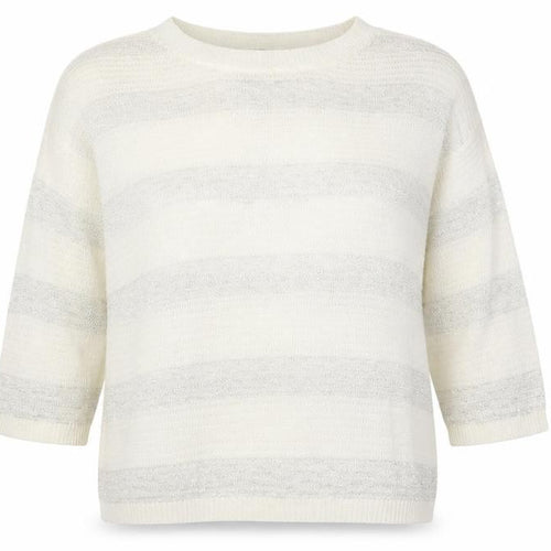 Mango Womens White Striped  Pullover Jumper Size S