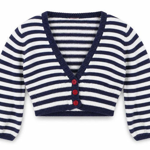 Mini Mode Girls Blue Striped  Cardigan Jumper Size 18-24 Months