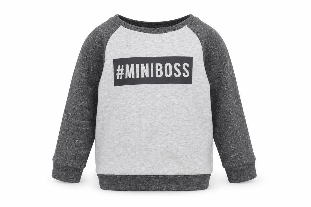 Front view of Primark boys’ grey pullover sweatshirt, size 2-3, years - miniboss