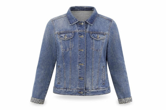 Front view of Indigo women’s blue jacket, size UK 8