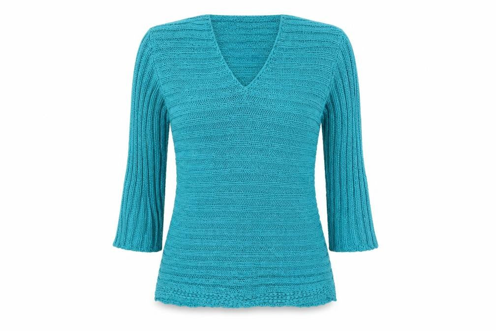 Front view of Per Una women’s blue jumper, size M