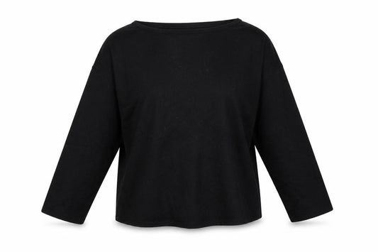 Front view of Warehouse women’s black henley jumper, size UK 12
