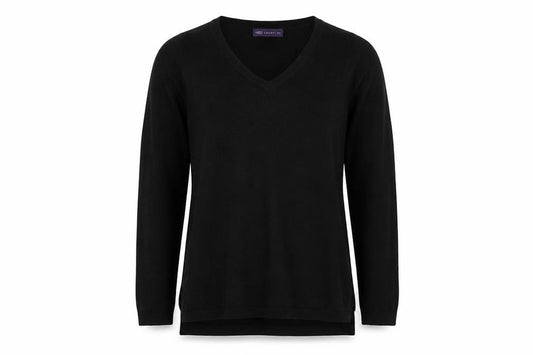 Front view of Marks & Spencer girls’ black knit jumper, size 8, years