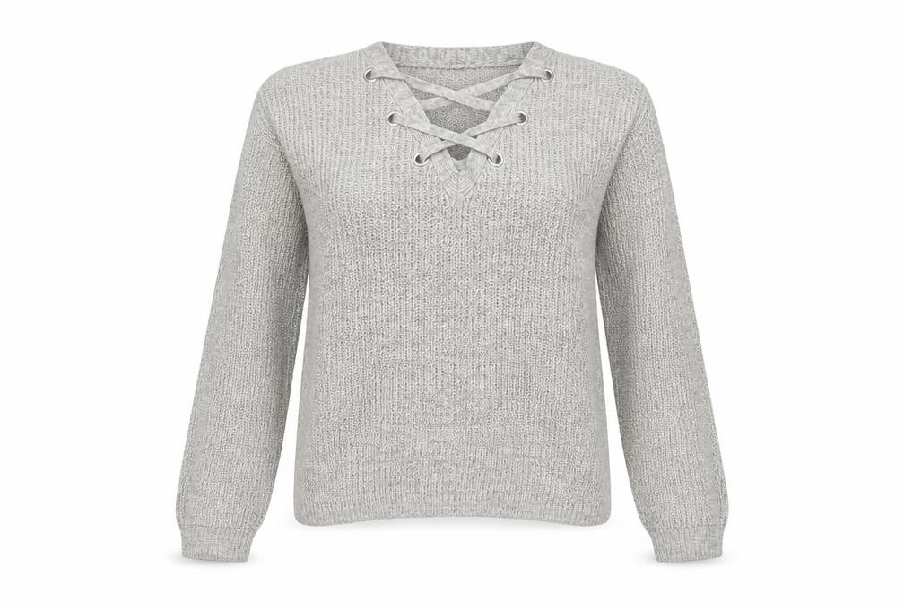 Front view of Papaya women’s grey jumper, size L