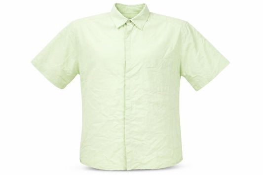 Front view of Marks & Spencer men’s green button-up, size M