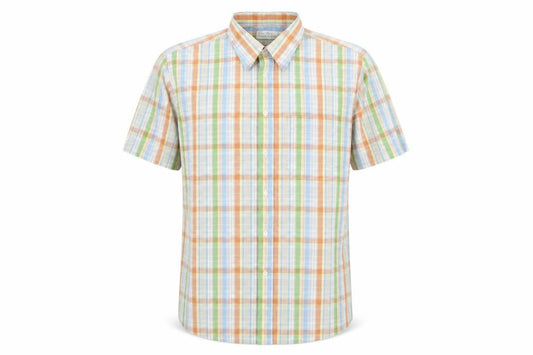 Front view of Marks & Spencer men’s multicoloured striped button-up, size 15