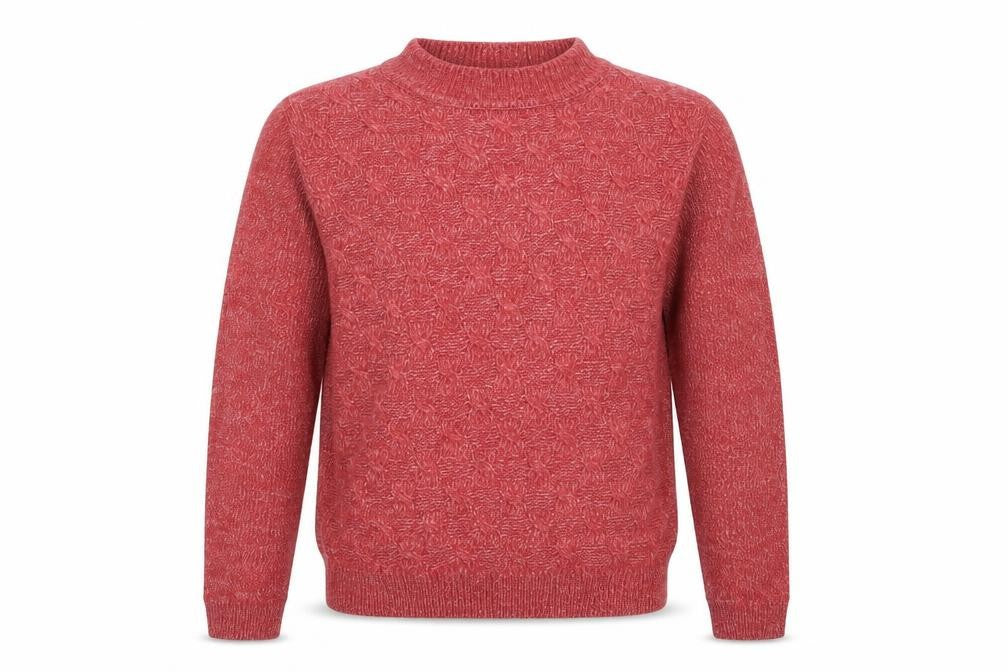 Front view of Preworn men’s red jumper, size M