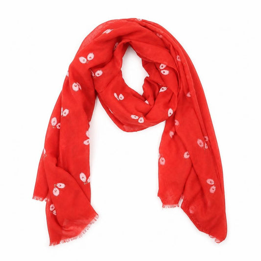 Front view of Preworn women’s red floral shawl/wrap