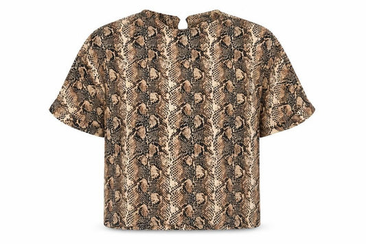 Front view of Primark women’s multicoloured animal print basic blouse, size UK 14
