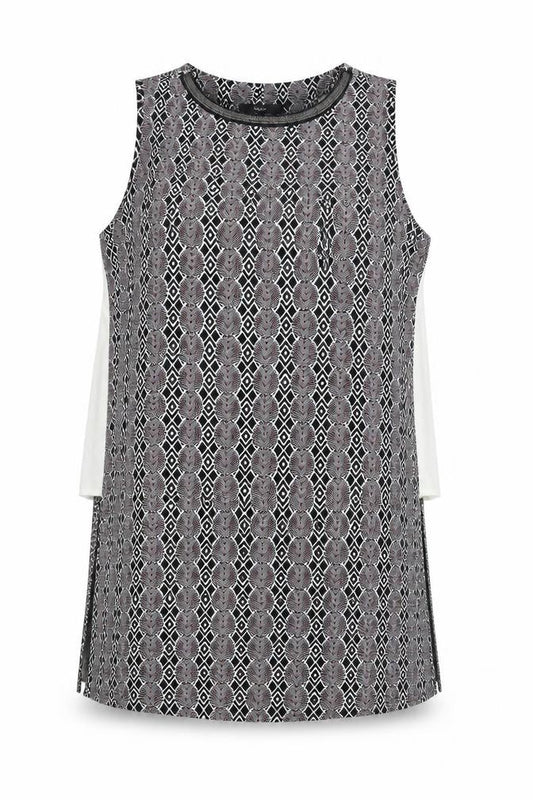 Front view of Next women’s multicoloured geometric shift, size UK 12