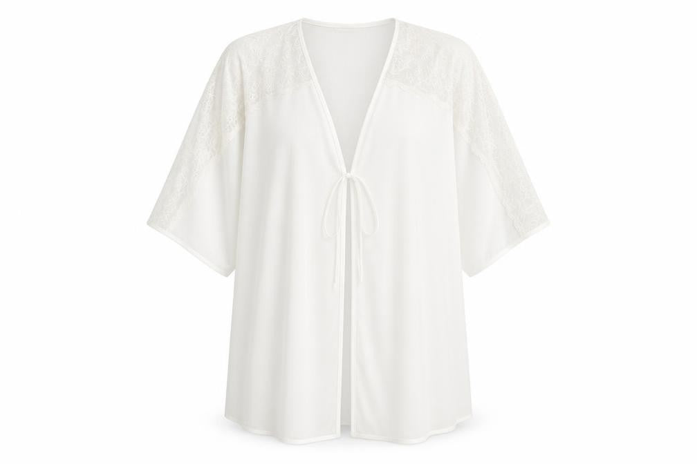 Front view of Debenhams women’s white robe, size UK 16
