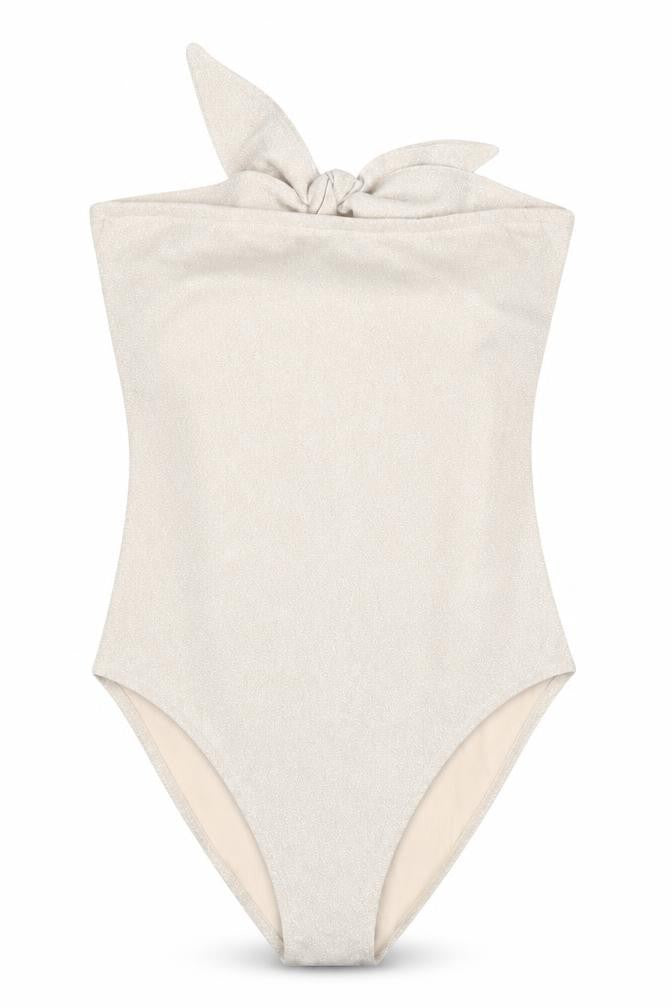 Front view of Topshop women’s beige playsuit one-piece, size UK 10