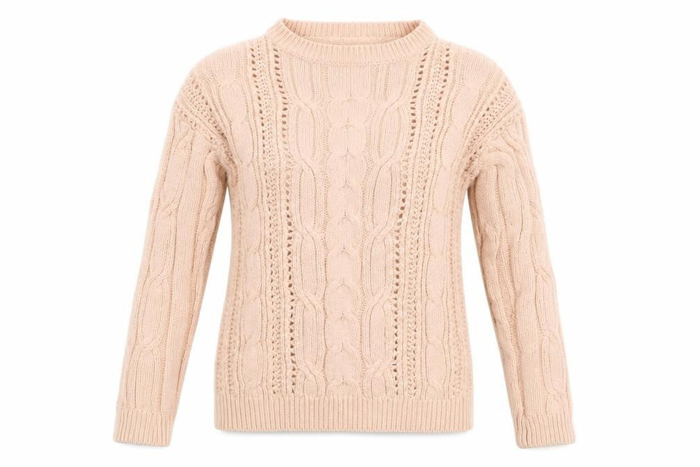 Front view of Marks & Spencer women’s pink jumper, size UK 8, - buttoned sleeves