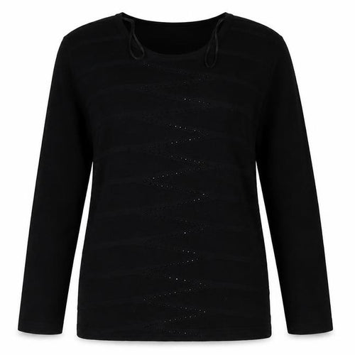 BASSINI Womens Black  Jersey Pullover Jumper Size M  - Embroidered detail