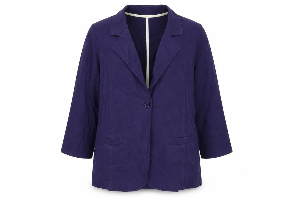 Front view of New Look women’s blue jacket, size UK 14