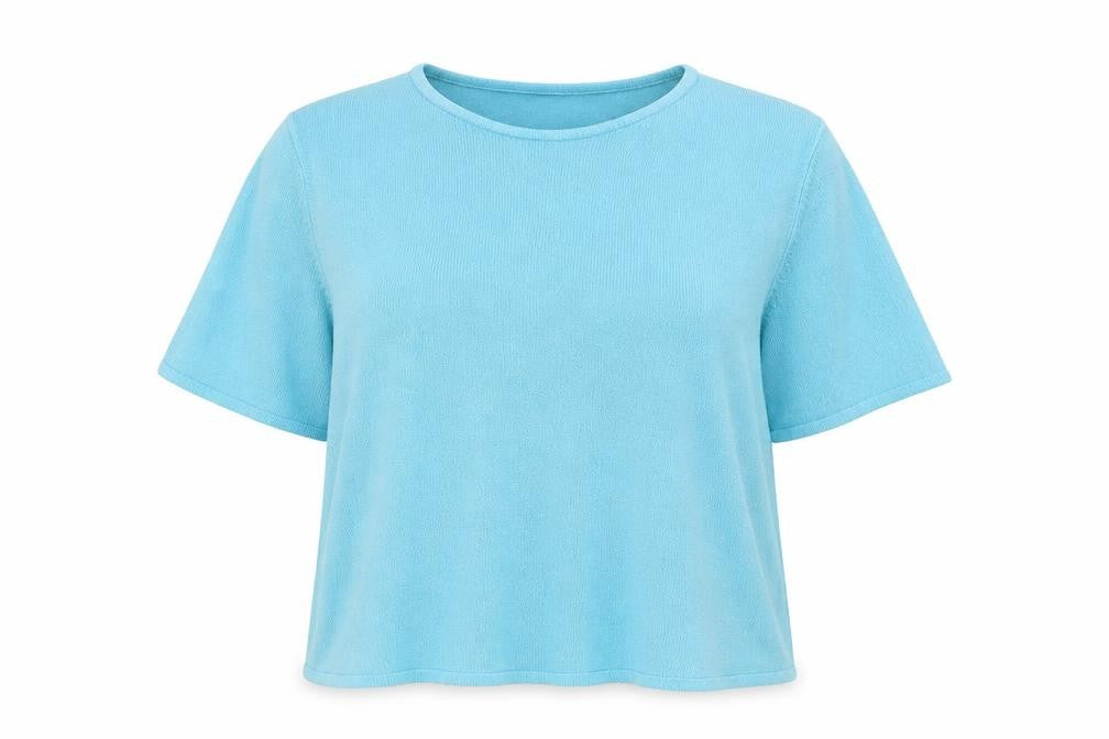 Front view of Bonmarché women’s blue knit jumper, size XL
