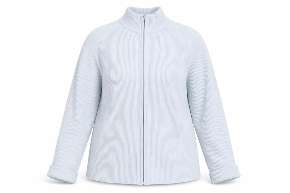 Front view of Logg women’s blue full zip jumper, size XL