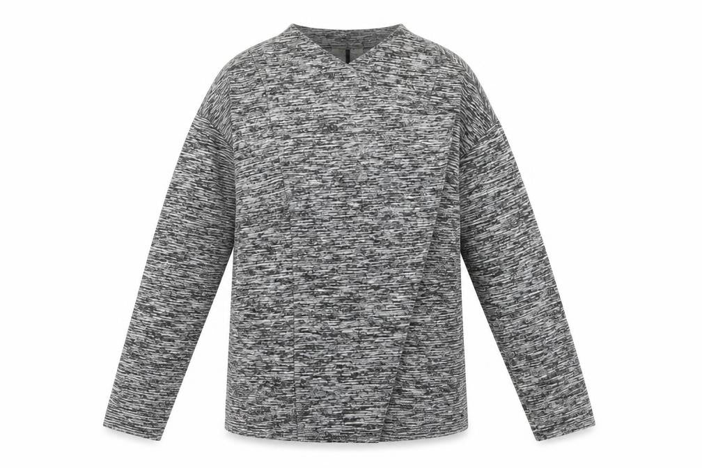Front view of Papaya women’s grey wrap jumper, size S