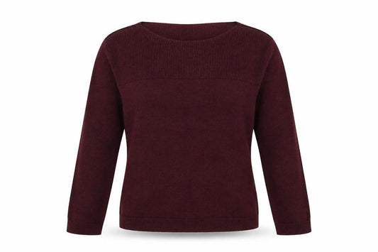 Front view of Essentials women’s red jumper, size UK 10