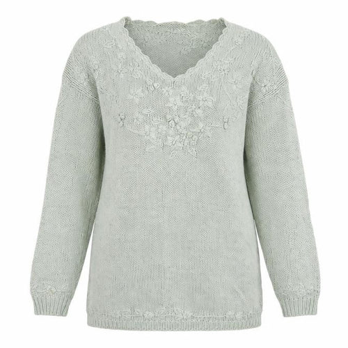 knitwear collection Womens Green Floral  Pullover Jumper One Size