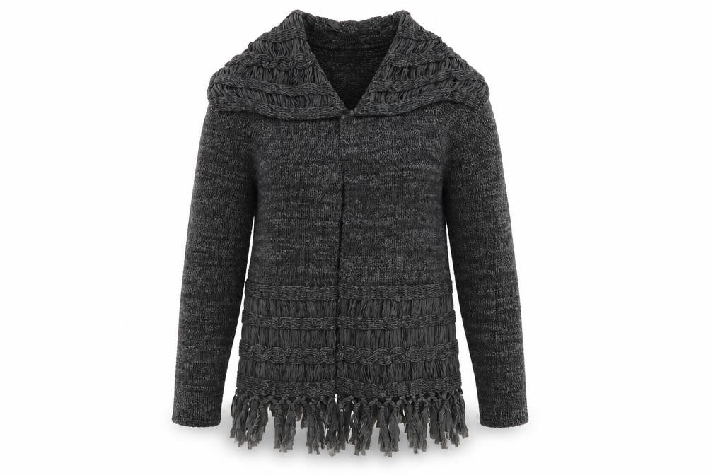 Front view of Paramour women’s grey cardigan jumper, size M
