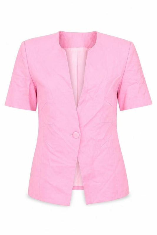 Front view of Country Casuals women’s pink jacket suit jacket, size UK 8