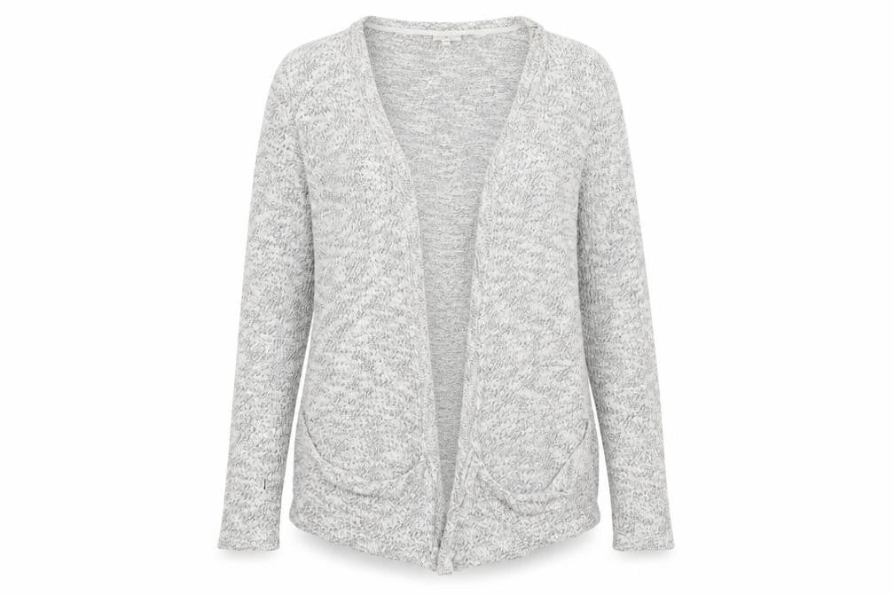 Front view of Next women’s grey cardigan jumper, size UK 14