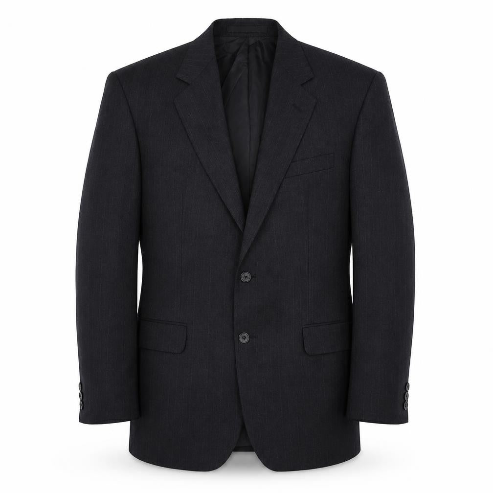 Front view of Marks & Spencer men’s grey striped jacket suit jacket, size 42