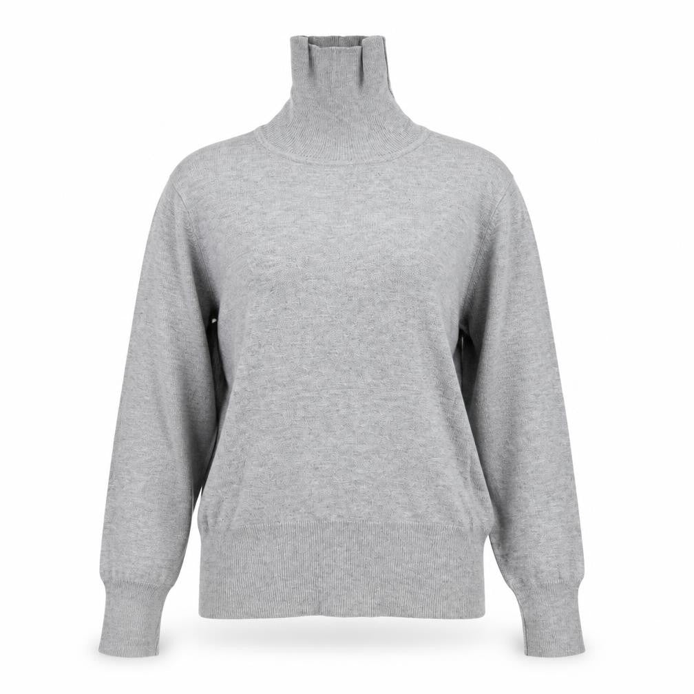 Front view of Mia Moda women’s grey knit jumper, size S
